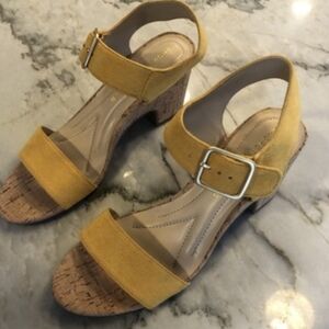 Andrew Geller Mustard Block Heel Sandals